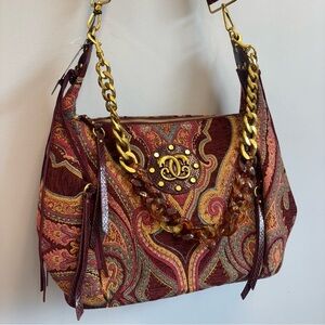 Sharif Legacy Parisian Tapestry and Leather Hobo Bag